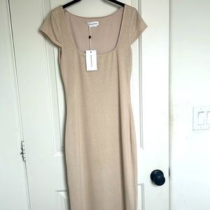 Sutton midi dress. Natural tan
